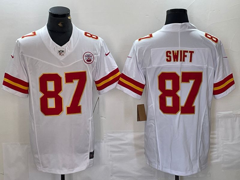 Men Kansas City Chiefs 87 Swift White 2024 Nike Vapor F.U.S.E. Limited NFL Jersey